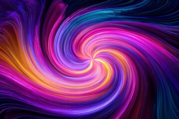 Obraz premium Abstract, colorful, neon, 3d, twisted, spiral, dynamic, mesmerizing, radiant, ethereal, digital art, fractal, psychedelic, futuristic, hypnotic, vibrant 