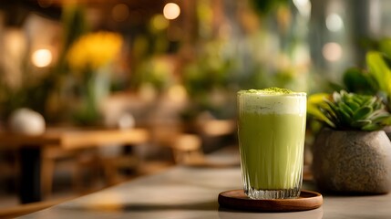Matcha Latte in Cafe