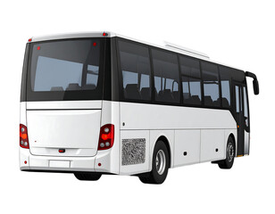 Modern Coach Bus: A contemporary, white coach bus showcases its sleek design, rear view, ideal for transportation, travel, and urban exploration.