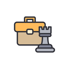 Illustrative Briefcase And Chess Rook Depicting Strategic Business Decision