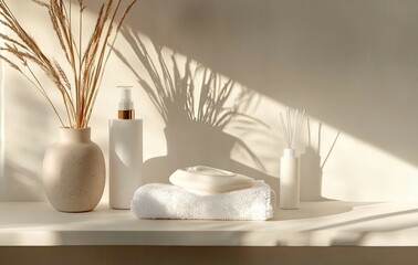 Simple spa essentials on a shelf