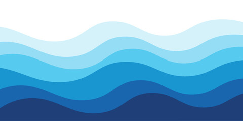 Seamless sea waves layered vector background. Blue ocean waves. Water wave pattern design.