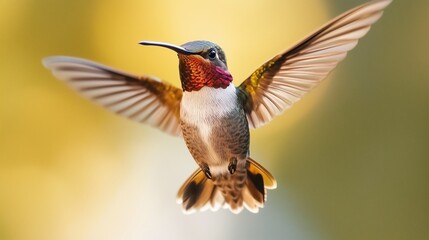 Fototapeta premium A colorful hummingbird with spread wings