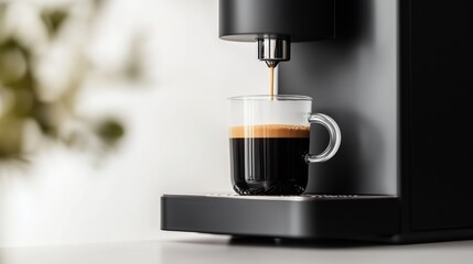 Close-Up of Espresso Brewing in Modern Coffee Machine