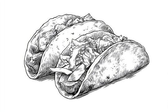 black and white tacos, food sketch, delicious clip art preview