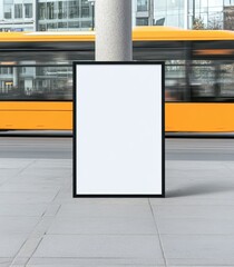 Dynamic urban scene featuring blank billboard city center photography daytime street level advertising concept