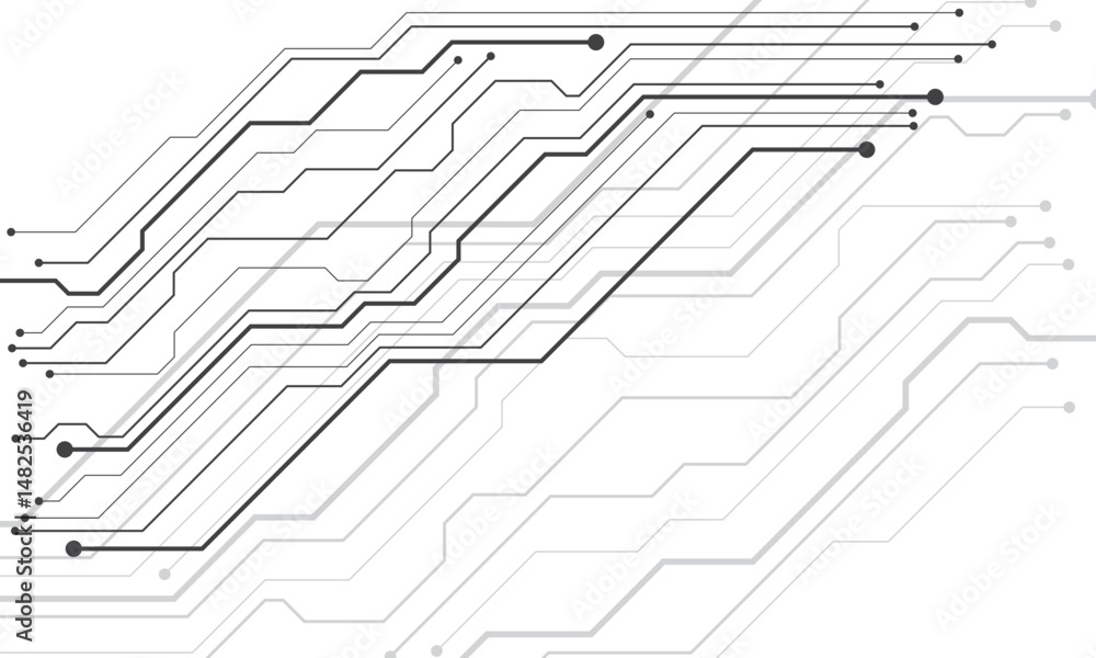 Poster abstract technology black lines circuit cyber pattern on white background vector