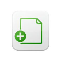 Obraz premium Green file icon with plus sign on a white rounded square shape on isolated background