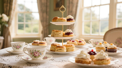 Naklejka premium tea and cake