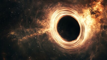 A black hole pulling light into its event horizon, cosmic wallpaper