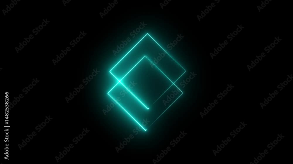 Poster colorful line box neon lights. square rectangle picture frame with two tone neon color motion graphi