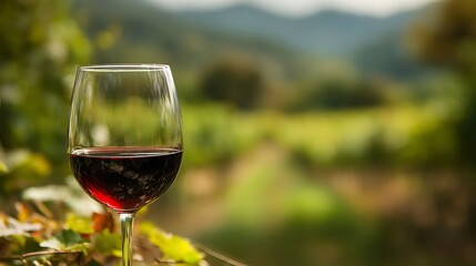 Red wine glass vineyard