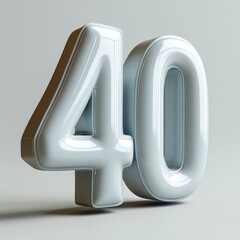 Fototapeta premium Glossy White Number Forty: A 3D Render of the Number 40