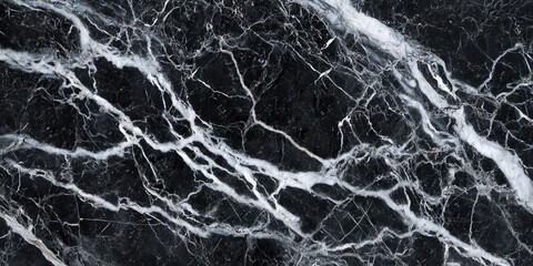 Black marble texture featuring striking white natural veining patterns
