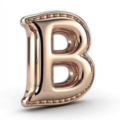 Rose Gold Letter B: Elegant 3D Render of a Shiny Balloon-Style Alphabet