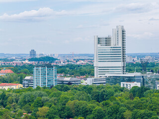 MUNICH, GERMANY - MAY 15, 2025, HVB-Tower Unicredit Group in Munich Bogenhausen