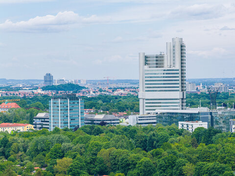 MUNICH, GERMANY - MAY 15, 2025, HVB-Tower Unicredit Group in Munich Bogenhausen
