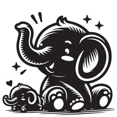 elephant family vector