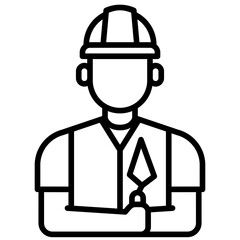 bricklayer icon in outline style