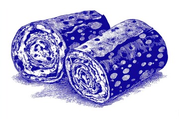 Elegant Pancake Rolls  Delicate Dessert with Detailed Line Art.