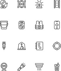 Emergency Service  line editable icon set. Containing torch, phonebook, waterpot and more. Vector illuatration