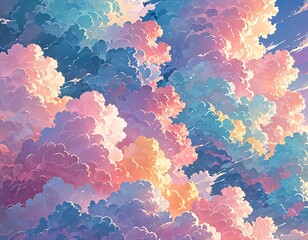 Fototapeta premium Beautiful Cloud-like formations in pastel hues.