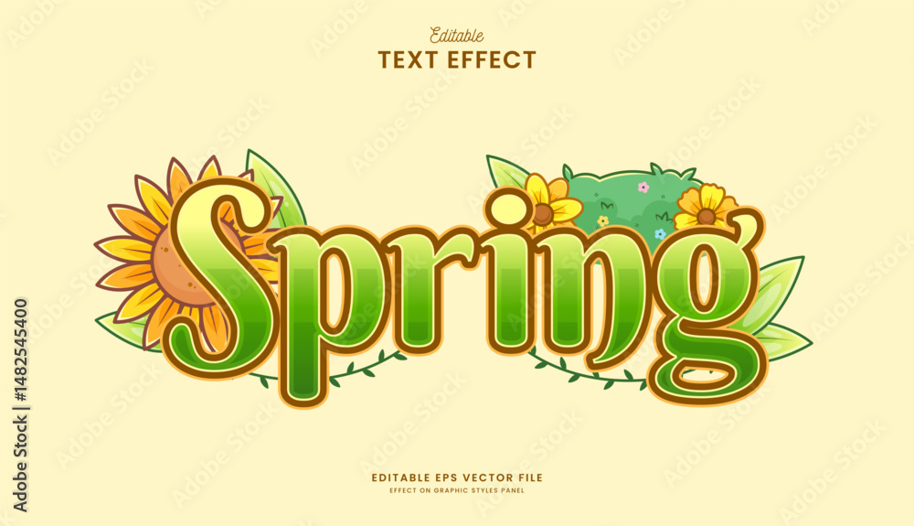 Poster decorative spring editable text effect design