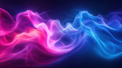 Fototapeta premium Vibrant pink and blue abstract waves in flowing motion on dark background