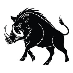 Obraz premium a-boar-or-wild-pig-angry-face-in-vector-silhouette.eps
