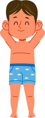 Relaxed Boy in Swim Trunks
