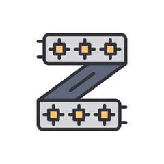 Stylized Zigzag Pattern Displaying Connected Electronic Components Isolated
