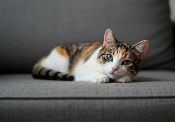 Adorable Calico Cat Relaxing