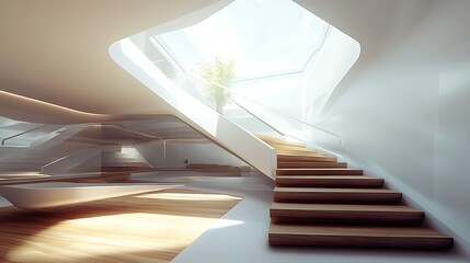 Modern Staircase Interior with Floating Wooden Steps | Sleek Contemporary Design