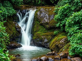 Waterfall Detail with Verdant Surroundings