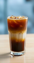 Iced Coffee with Milk in Tall Glass
