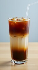 Iced Coffee with Milk in Tall Glass
