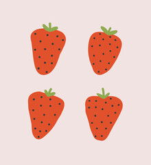 Set of berries. Strawberries red