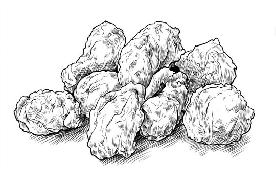 black and white fried chicken pieces clip art preview