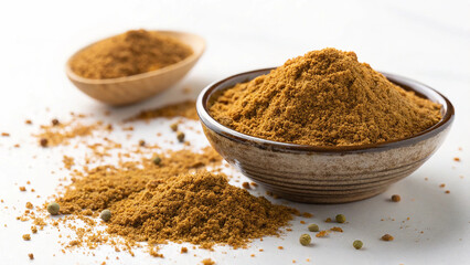 ground cumin white background isolated on a white background perfect for culinary use cooking ingredients food styling and kitchen stock photo