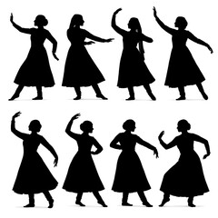 Silhouette of a classical dancer pose isolated on a white background