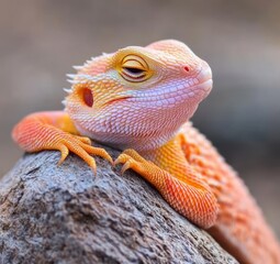 Obraz premium Lizard basking on warm rock nature closeup outdoor environment