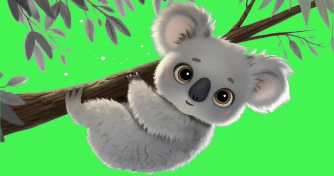  green screen animation, a very cute koala