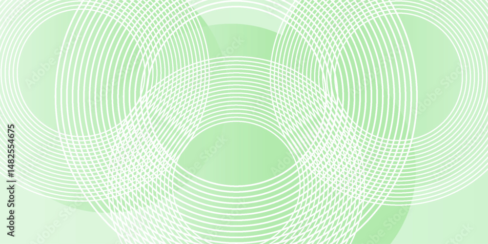 Poster minimalist soft abstract background in gradient green and white tones with circles. circle effect st