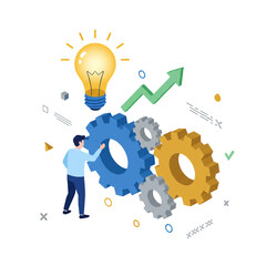 Team Gears Light Bulb Idea Innovation Collaboration Solution Think