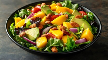 Fresh Salad with Mango, Avocado, and Almonds
