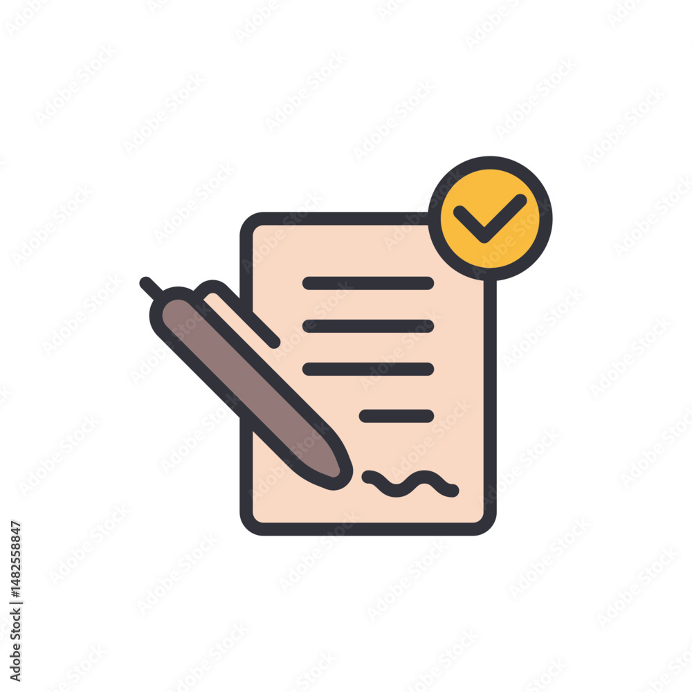 Poster approval confirmation concept displaying document review and acceptance