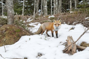 Fox encounter in winter forest wildlife photography snowy environment