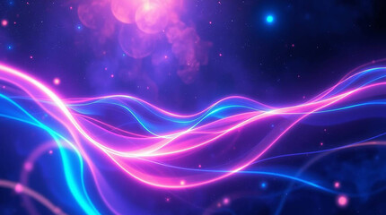 Fototapeta premium Abstract purple and blue backgrounds with glowing lines evoke a sense of motion and energy in a wavy design