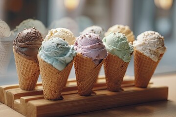 Delicious Ice Cream Cones: A Delightful Pastel Arrangement
