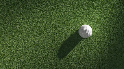 A golf ball with a blank design area sitting on a grassy green.